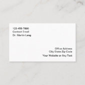 Acupuncture Alternative Chinese Medicine Visitenkarte (Rückseite)