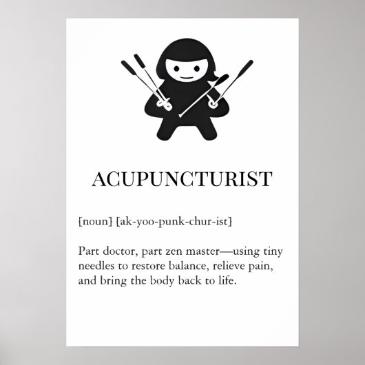 Acupuncturist Wall Art Gift | Needle Acupuncture Poster (Vorne)