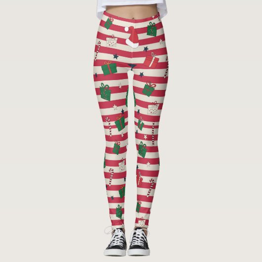 AD 001 - Digitales Weihnachtsmuster Leggings (Vorderseite)