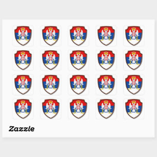 AD 001 - Serbisches mittelalterliches Schild Serbi Quadratischer Aufkleber