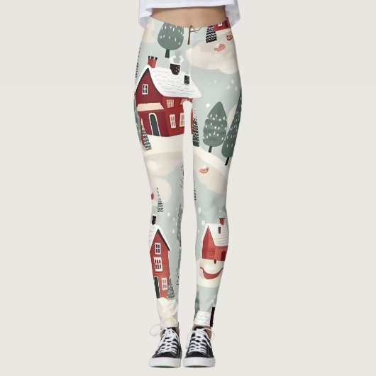AD 002 - Digitales Weihnachtsmuster Leggings (Vorderseite)