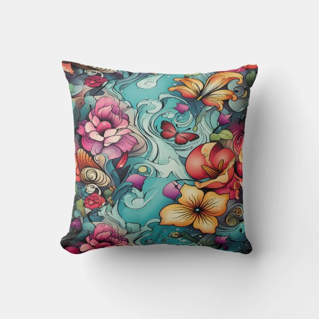 AD 020 - Digitales Muster für Blumen Kissen (Vorderseite)