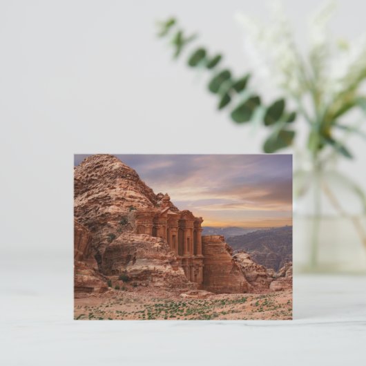 Ad Deir, Petra, Jordan Ancient Rock Gebäude Postkarte (Stehend Vorderseite)