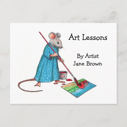 ad for art lessons: Lady Mouse Painting a Picture Postkarte (Vorderseite)