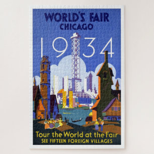 Ad Illustration der Vintagen Chicago World-Messe 1 Puzzle