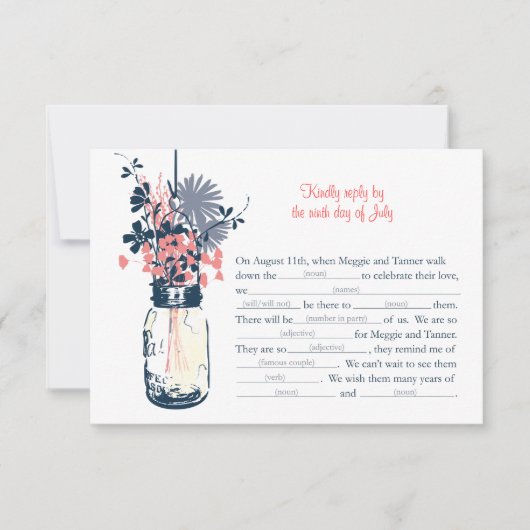 AD LIB RSVP Card Wilde Blume & Mason Jar Karte (Vorderseite)