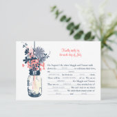 AD LIB RSVP Card Wilde Blume & Mason Jar Karte (Stehend Vorderseite)