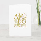 Ad Majorem Dei Gloriam Gold Floral Monogram Karte (Vorderseite)