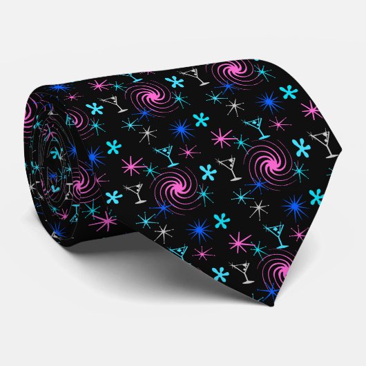 Ad Man Martini Foulard Black zweiseitig Krawatte (Gerollt)