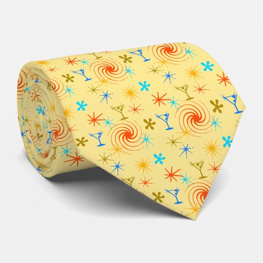 Ad Man Martini Foulard Yellow zweiseitig Krawatte (Gerollt)