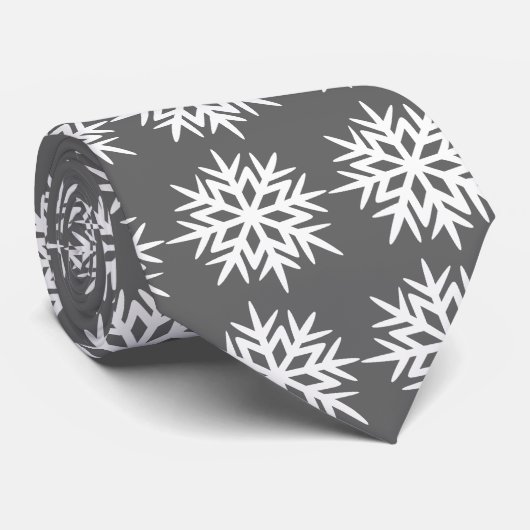 Ad Man Snowflake Foulard Holzkohle Gray zweiseitig Krawatte (Gerollt)