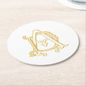 AD oder DA Monogramm Untersetzer antike, in Gold V (Angewinkelt)