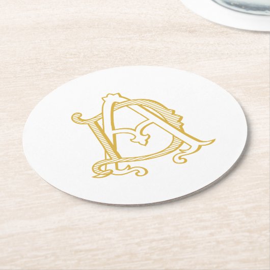 AD oder DA Monogramm Untersetzer antike, in Gold V (Angewinkelt)