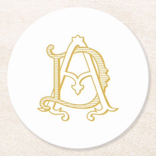 AD oder DA Monogramm Untersetzer antike, in Gold V (Vorderseite)