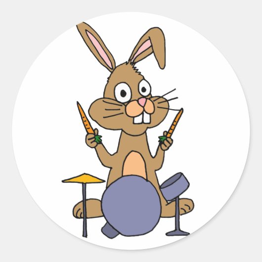 AD - Phantastische Bunny Rabbit Playing Drums Runder Aufkleber (Vorderseite)