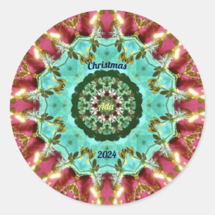 ADA ~ CHRISTMAS 2024 ~ WOW! Red Green Gold Runder Aufkleber
