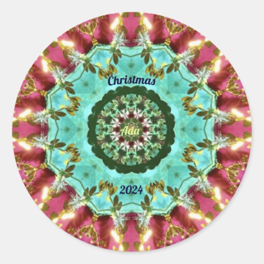 ADA ~ CHRISTMAS 2024 ~ WOW! Red Green Gold Runder Aufkleber (Vorderseite)