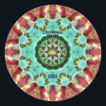 ADA ~ CHRISTMAS 2025 ~ WOW! Red Green Gold Runder Aufkleber<br><div class="desc">Das ist ein buntes Kaleidoskop-Muster,  aus Rot-,  Grün- und Goldtönen. Es ist 3D.</div>