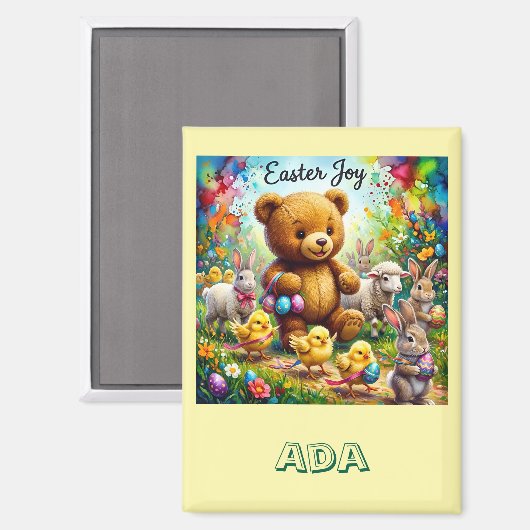 ADA ~ EASTER TEDDY BEAR Easter Chicks ~  Magnet (Vorderseite/Rückseite)