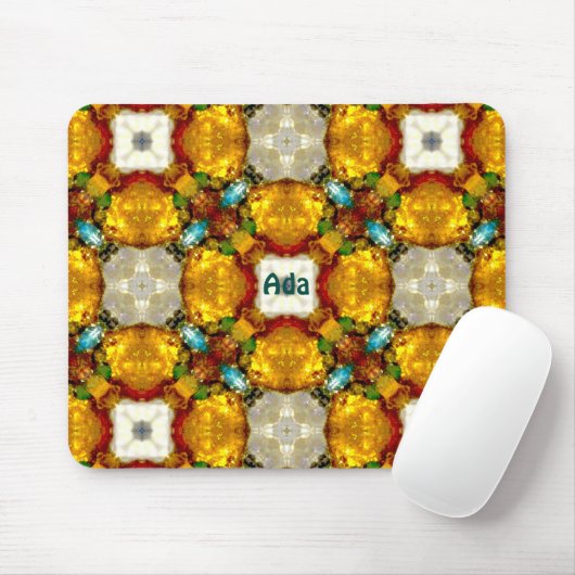 ADA ~ Golden Gems Muster ~ Personalisiert ~ Mousepad (Mit Mouse)