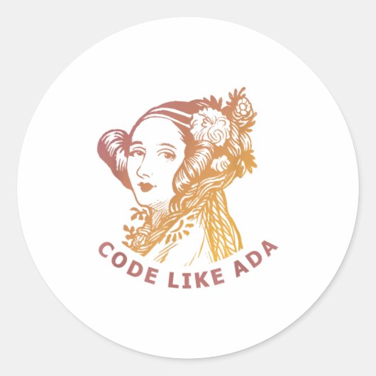 Ada Lovelace Dawn Gradient Code Like Ada  Runder Aufkleber (Vorderseite)