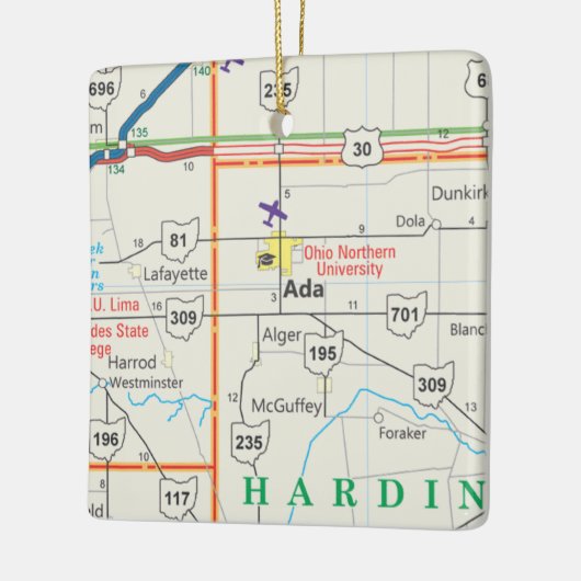 Ada Ohio Map Keramikornament (Links)