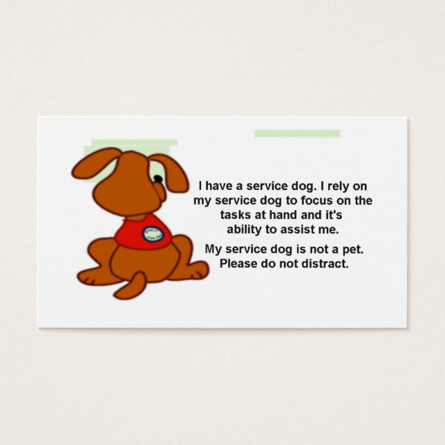 ADA Service Dog Information Cards (Vorderseite)