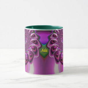 ADA ~ Zany 3D Fraktal ~ Lila rosa grün Tasse