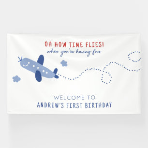 Adable Airplane Wie die Zeit fliegt Geburtstagspar Banner