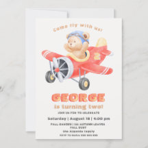 Adable Bear Pilot Flugzeug Geburtstagsjunge