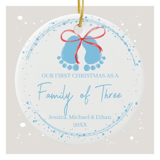 Adable Blue Footprints Family Pattern Keramik Ornament