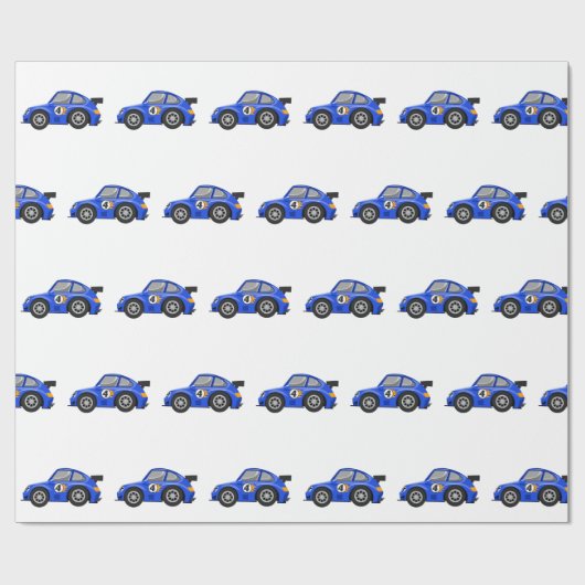Adable Blue Rennwagen - Wählen Sie die Hintergrund Geschenkpapier (Flach)