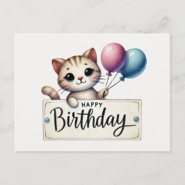 Adable Cat mit Balloons Geburtstagskarte Postkarte