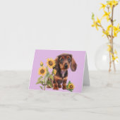 Adable Dackel Puppy Blank Grußkarte Karte (Gelbe Blume)
