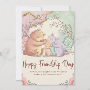 Adable Friendship Day Card - Niedliche Aquarellbah Dankeskarte