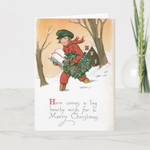 Adable Kids Christmas Card Vintages Design Feiertagskarte