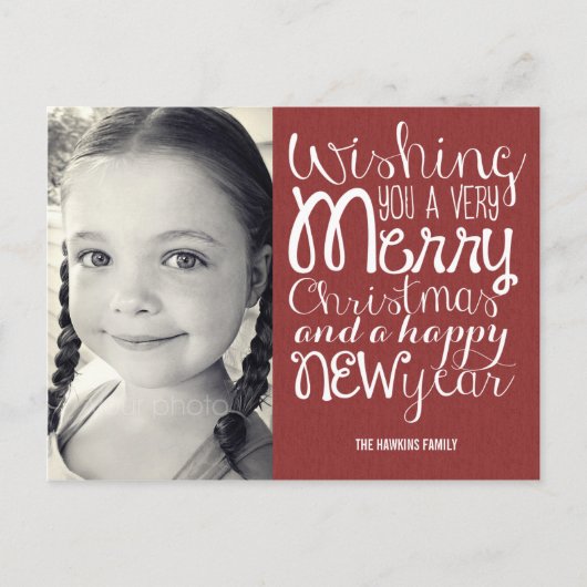 Adable Message Christmas Foto Card Postkarte (Vorderseite)