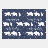 Adable Polar Bären Familie Weihnachten Blau Geschenkpapier Set (Vorderseite 3)