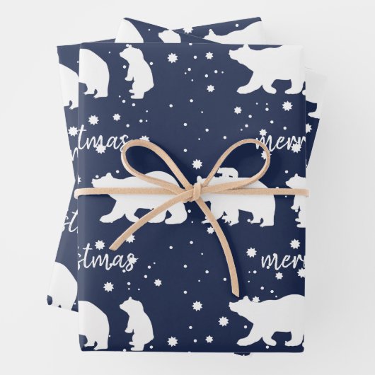 Adable Polar Bären Familie Weihnachten Blau Geschenkpapier Set (Beispiel)