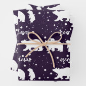 Adable Polar Bären Familie Weihnachten Lila Geschenkpapier Set (Beispiel)