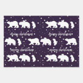 Adable Polar Bären Familie Weihnachten Lila Geschenkpapier Set (Vorderseite)