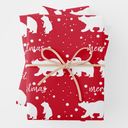 Adable Polar Bären Familie Weihnachten Rot Geschenkpapier Set (Beispiel)