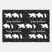 Adable Polar Bären Familie Weihnachten Schwarz Geschenkpapier Set (Vorderseite)