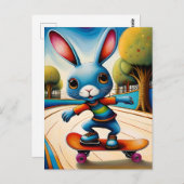 Adable Skateboarding Rabbit Postkarte (Vorne/Hinten)