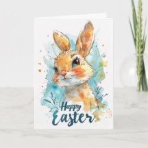 Adable Watercolor Bunny Ostercard