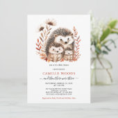 Adable Watercolor Kinderdusche Igel Einladung (Stehend Vorderseite)