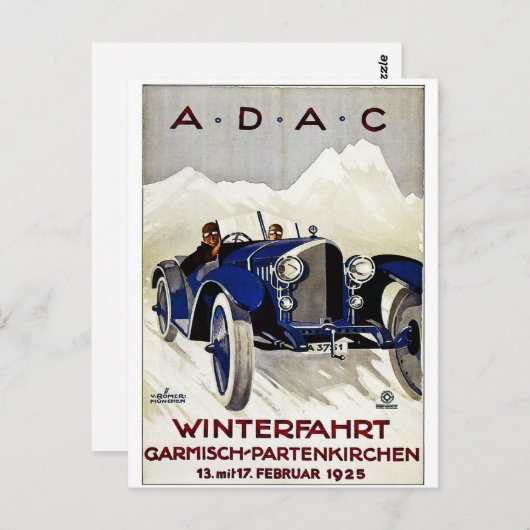 ADAC Vintage Automobilwerbung 1925 Postkarte (Vorne/Hinten)