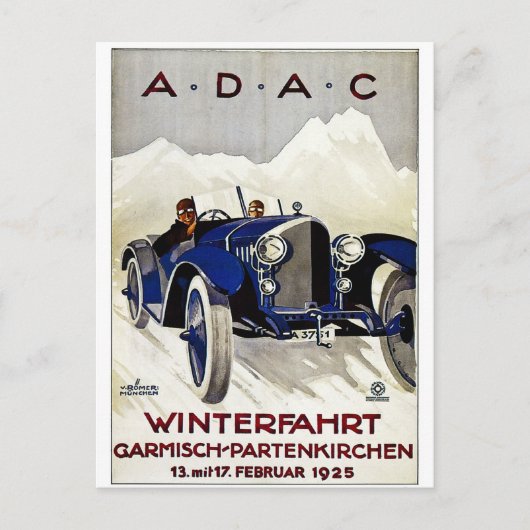ADAC Vintage Automobilwerbung 1925 Postkarte (Vorderseite)