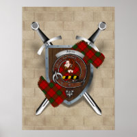 Adair Clan Abzeichen Crossed Schwerter Poster 18x2
