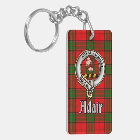 Adair Clan Badge/Tartan Rectangle Schlüsselanhänger (Vorderseite links)